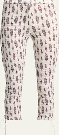 Isabel Marant Alene Smocked Skinny-Leg Capri Pants