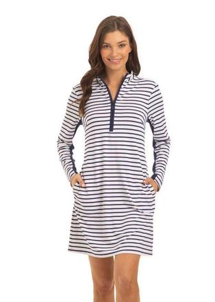 Cabana Life 1/4 Zip Sport Dress in Navy Stripe at Nordstrom, Size X-Small
