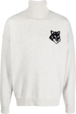 Maison Kitsun&eacute; Coltrui met intarsia logo en vossenkop