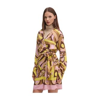 Gaud&igrave; Tie-front Printed Mini Jurk - Dames - Jurken - Veelkleurig - Maat: XL Viscose