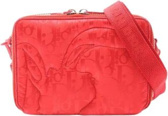 Dior Pre-owned Cross Body Bags, male, Red, Size: ONE SIZE Pre-owned Mirage Nylon Leather Shoulder Bag