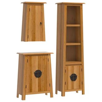 Berkfield Home 3 Piece Bathroom Furniture Set Solid Wood Pine in Brown