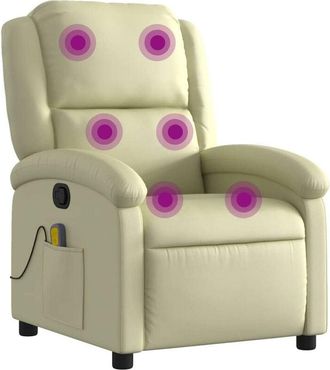 vidaXL Vidaxl - Sill&oacute;n Reclinable De Masaje Cuero Aut&eacute;ntico Crema