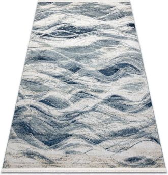 RugsX Distin 0849a Azul Marino / Azul / Blanca Alfombra Moderna - Olas, Vintage, Flecos Blue 180x270 Cm
