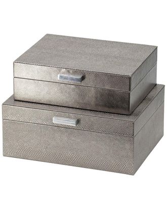A&B Home Set Of 2 Rectangular Boxes With Handles