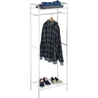 Relaxdays Relaxdays - Clothes Stand with Shelves, sandra, Metal, Wardrobe Coat Rack with Clothes Rail, Shoe Rack for Boots, Size: 166 x 60.5 x 38 cm, Off-White