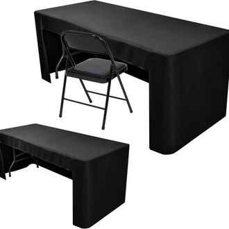 OEM Mantel El&aacute;stico (1 Unidad), Mantel Rectangular Lavable Y Resistente A Las Arrugas Para Ferias Comerciales, 183 X 76 X 76 Cm (6 Pies), Negro