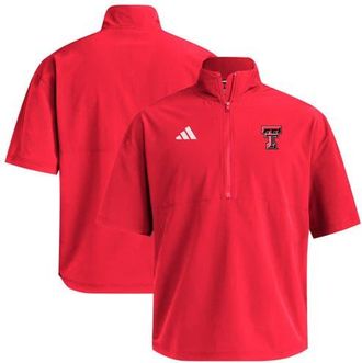 adidas Mens adidas Red Texas Tech Red Raiders Woven Quarter-Zip Short Sleeve Pullover at Nordstrom, Size Medium