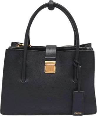 Miu Miu Pre-owned Handbags, female, Black, Size: ONE SIZE Pre-owned Leather Handbag