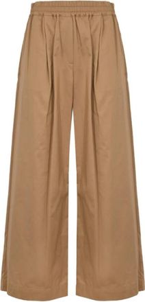 Max Mara Wkdgolfo Wijde Broek - Dames - Wijde Broeken - Bruin - XS - Katoen - Broeken
