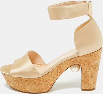 Nicholas Kirkwood Beige Satin Platform Sandals