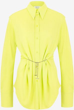 Alexander McQueen Schmales langes Neon-Jerseyhemd Cross-Bar