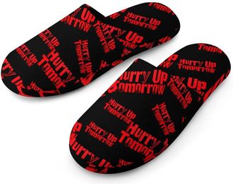 Generic Hurry Up Tomorrow Mens Cotton Slippers Memory Foam Comfort House Shoes Winter Indoor Slipper for Hotel Casa Spa