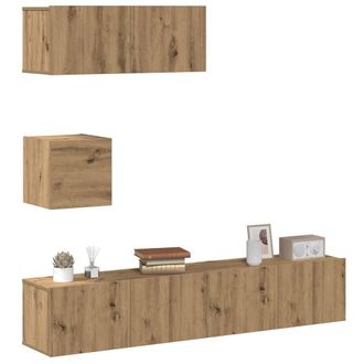 Berkfield Home 4 Piece TV Cabinet Set Wall-mounted Artisan Oak Engineered Wood in Brown