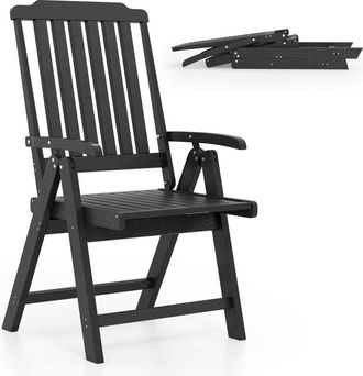 Costway Foldable Patio Chair All-Weather HDPE Outdoor Dining Chair-Gray