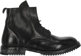 Moma Black Rick Vintage Lace-Up Leather Ankle Boots
