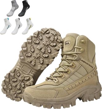 Generic Boots, Tactical Boot, Mens Waterproof Side Zipper Outdoor Combat Boot, Mens Orthopedic Support Anti-Puncture Work Boots (01,12.5)