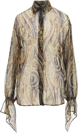 Etro Lurex pinstriped Paisley silk shirt Woman 40