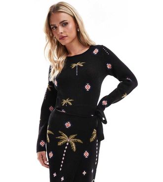 Never Fully Dressed Petite Havanna knit mini dress in black