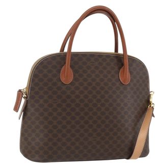 Celine Vintage Macadam Handbag Canvas And Leather Brown Canvas Handbag (Pre-Owned)