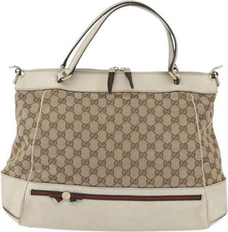 Gucci Pre-owned Vintage Canvas Handbag - Dames - Vintage Handtas - Beige - ONE Size - Vintage