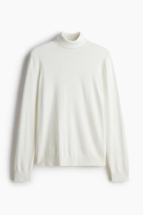 H&M Feinstrick-Rollkragenpullover in Slim Fit - White