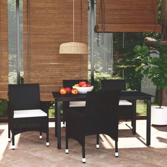vidaXL Vidaxl - Set Comedor De Jard&iacute;n 5 Pzas Con Cojines Rat&aacute;n Sint&eacute;tico Negro