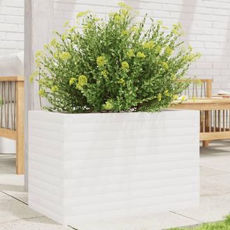 vidaXL Jardinera De Madera Maciza De Pino Blanco 70x40x45,5 Cm Vidaxl