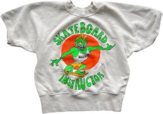 MadeWorn Skateboard Instructor Short Sleeve Sweatshirt In White