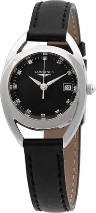 Longines Equestrian Quartz Diamond Black Dial Ladies Watch L6.136.4.57.0