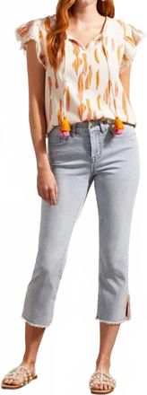 Tribal Silvia Side Slit Straight Leg Jean In Blue
