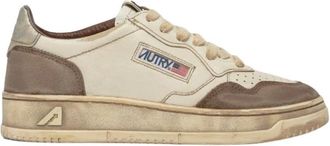 Autry Vintage witte en zilveren leren sneakers - Heren - Sneakers - Wit - 40 EU - Katoen - Schoenen