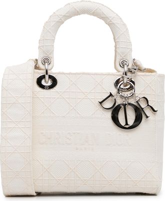 Dior Pre-owned Womens Lady Top Handle Micro Bag - Ivory Textile - One Size