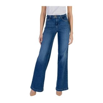 Liu Jo Wide Jeans, female, Blue, Size: W26 L33 Zip and Button Front Pocket Jeans with Stretch Cotton Blend