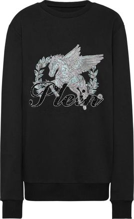 Philipp Plein Hoodies & sweatvesten, Dames, Zwart, M, Katoen, Pullover Ronde Hals Marvelous