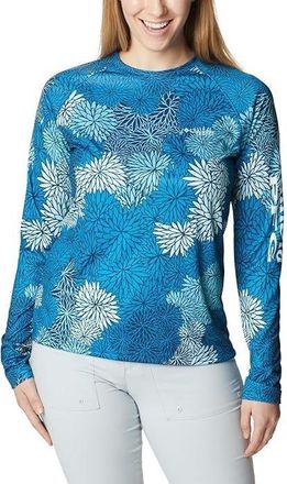 Columbia PFG Super Tidal Top Womens Blue Printed Long Sleeve Fishing NWO9