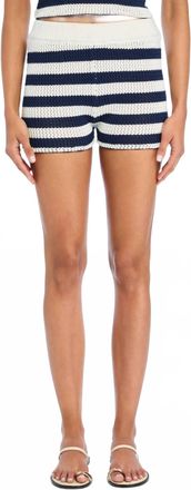 SER.O.YA Nini Crochet Hot Short In Navy/eggshell