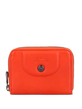 Longchamp logo-detail zip wallet - women - Lambskin - One Size - Orange