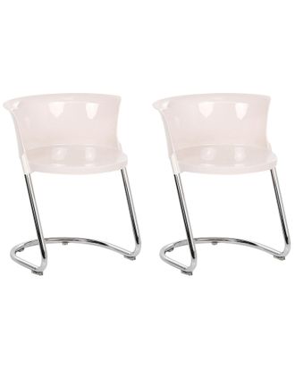 Beliani Set Di 2 Sedie Da Pranzo Moderne In Materiale Sintetico Con Gambe In Metallo Schienale Curvo Bianco Sporco Oshkosh