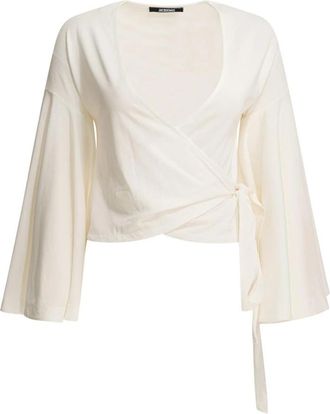 Jacquemus Ventadou Wrap Top - Dames - Blouses - Wit - M - Polyester - Overhemden