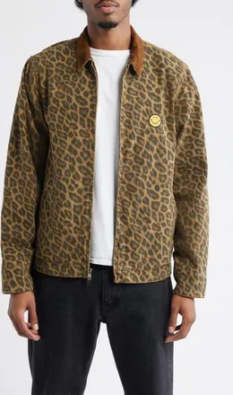 Market SMILEY LA Work Jacket in Leopard Print/Brown at Nordstrom, Size Xx-Large