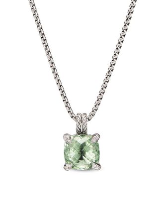 David Yurman sterling silver Chatelaine prasiolite and diamond necklace - Green
