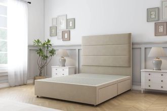 Sloomy Texas Coniston Divan Bed Base No Drawers - 26 Headboard in Cream | Size: Super King