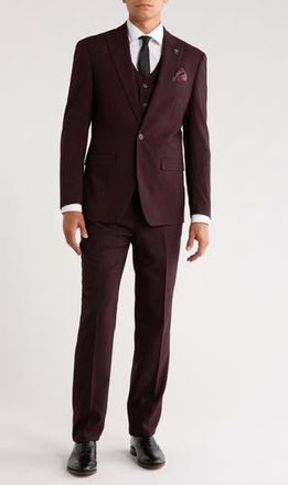 ZeGarie Tatersall Mélange 3-Piece Suit in Burgundy at Nordstrom Rack, Size 42 Regular