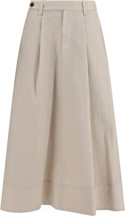 Brunello Cucinelli Beige Pleated Midi Skirt