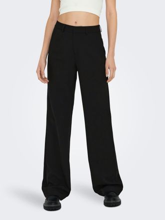 Only Anzughose ONLY ONLBERRY LIFE HW WIDE PANT TLR NOOS, Damen, Gr. 42 (XL), N-Gr, schwarz, Twill, Obermaterial: 87% Polyester, 13% Elasthan, unifarben, la