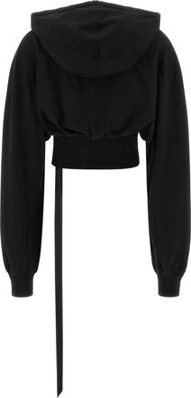Rick Owens Cropped Compact Cotton Hoodie - Black