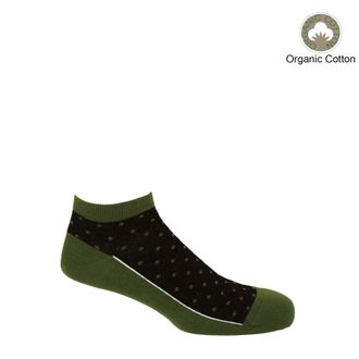 Peper Harow Polka Mens Organic Trainer Socks - Khaki