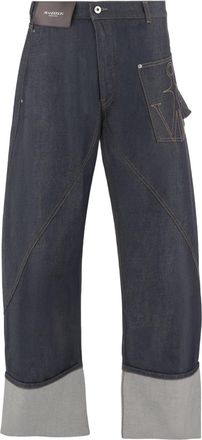 J.W.Anderson Dark Cropped Denim Jeans with Distinctive Cut-Off Hem