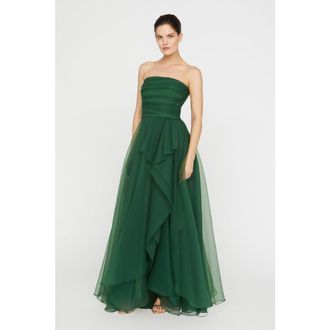 Theia Teresa Strapless Draped Gown in Thorn at Nordstrom, Size 10